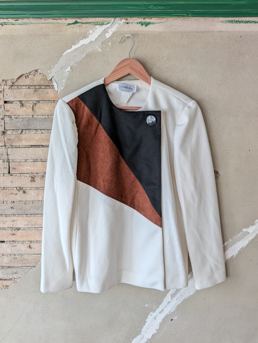 Vintage Blazer with Black & Brown Diagonal Colorblock
